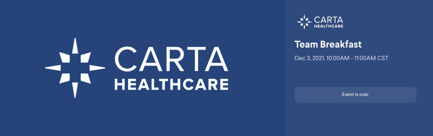 Carta health logo on a dark blue background